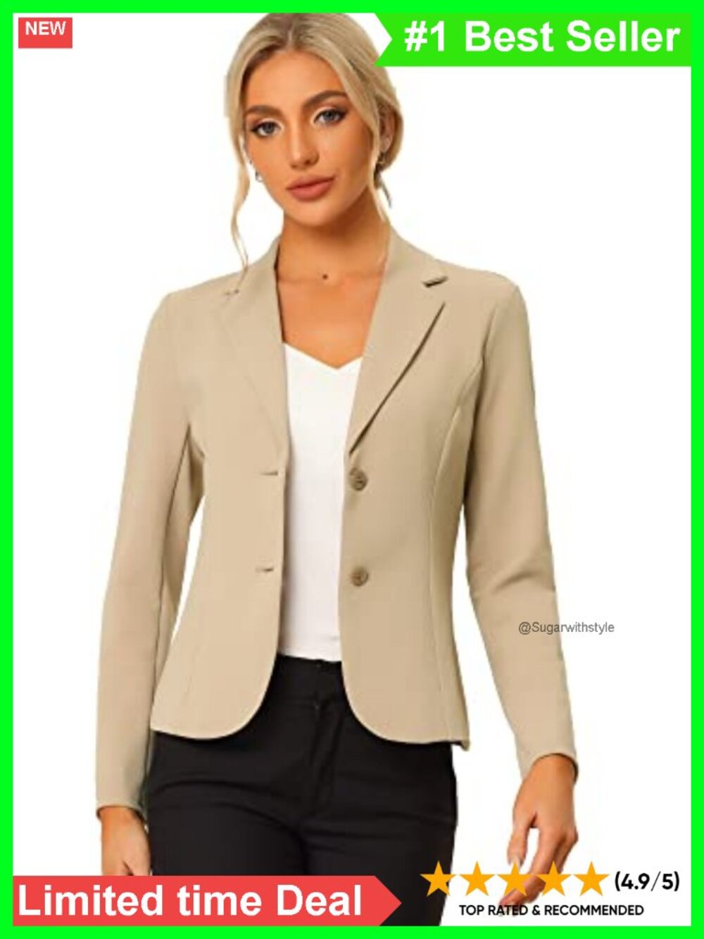 Knit Stretchy Blazer Long Sleeve Notch Lapel Work Office Suit Jacket